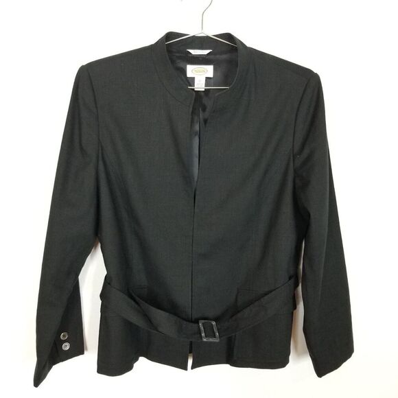 Talbots Women Linen Blend Belted Jacket Size 12 Black Lined Preppy - Picture 1 of 5